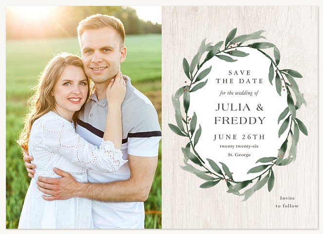 Foraged Wreath Save the Date Cards