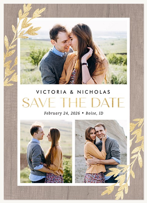 Golden Greenery Save the Date Cards