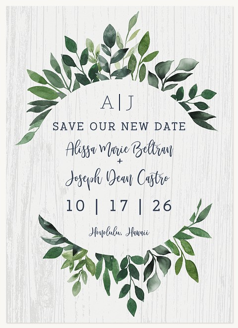 Rustic Greenery Change the Date Cards