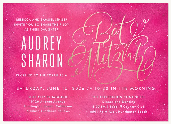Glitz Bat Mitzvah Invitations