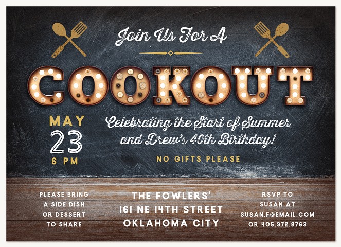 Country Cookout Summer Party Invitations