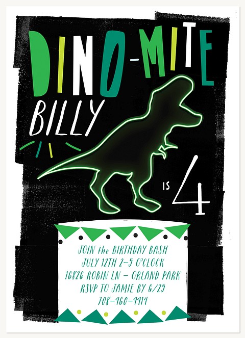 Modern Dino Kids Birthday Invitations