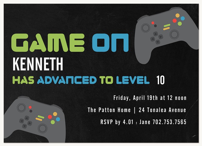 Game On Kids Birthday Invitations