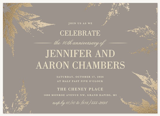 Maple Leaves Wedding Anniversary Invitations