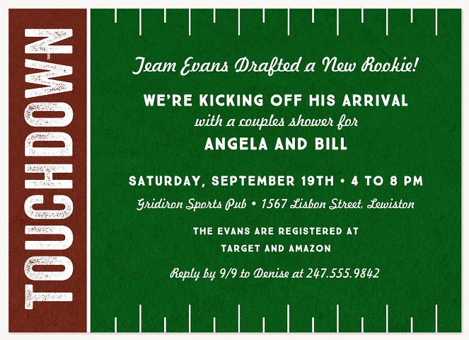 Touchdown Baby Shower Invites