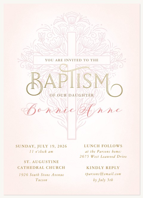 Ornate Cross Baptisms & Christening Invitations