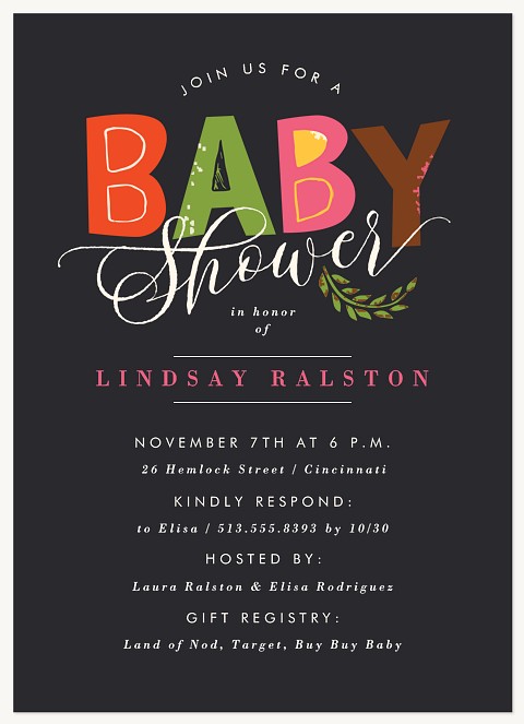 Colorful Whimsy Baby Shower Invites