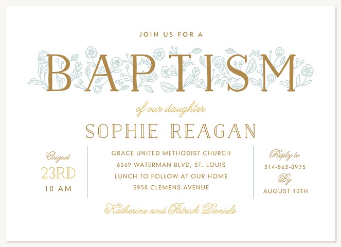 Floral Letters Baptisms & Christening Invitations
