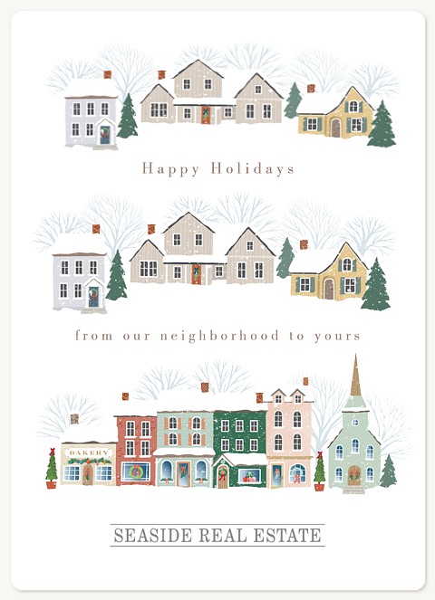 Snowy Neighborhood Holiday & Christmas Magnet Cards