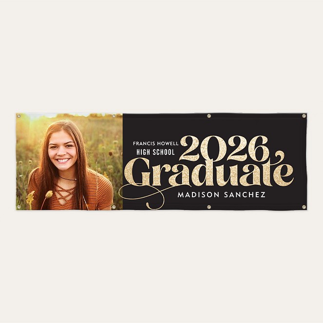 Glittered Year Graduation Photo Banner Custom Banners