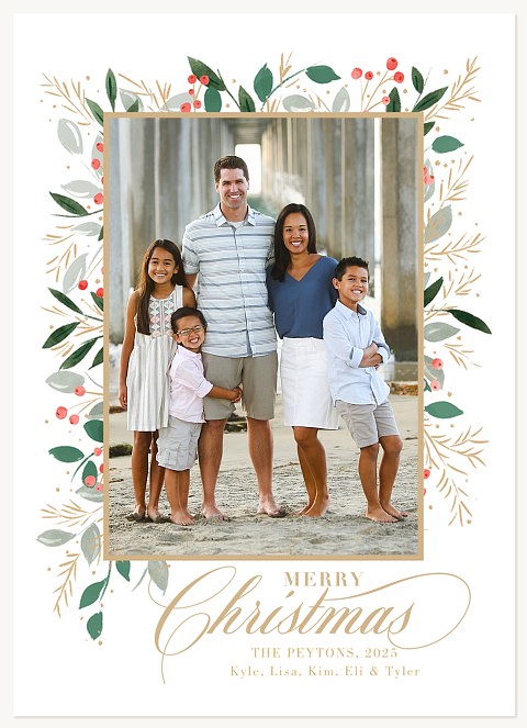 Delicate Greenery Personalized Holiday Cards