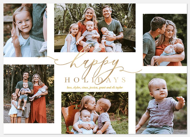 Script in Gold Holiday Photo Cards