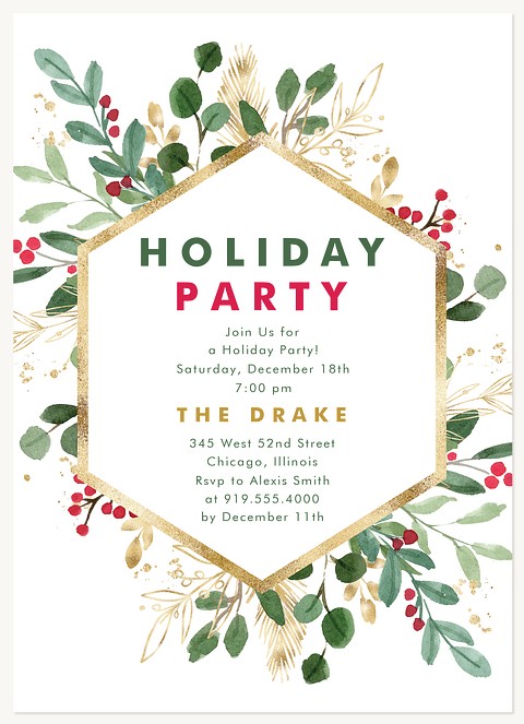 Holiday Holly Holiday Party Invitations