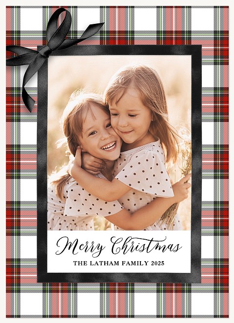 Ribbon Border Personalized Holiday Cards