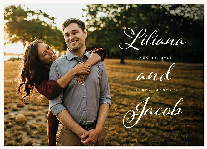 Stacked Calligraphy Save the Date Cards