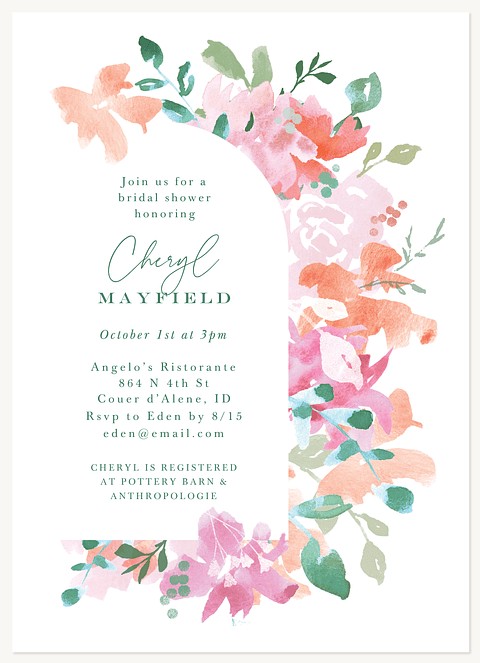 Arched Flowers Bridal Shower Invitations