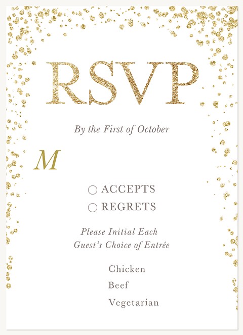 Gold Confetti Wedding RSVP Cards