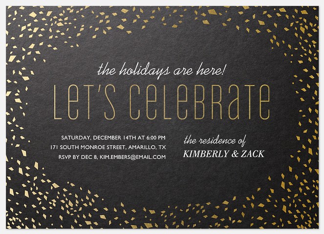 Glamour Confetti Holiday Party Invitations