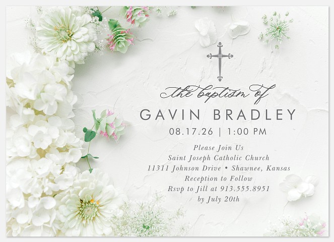 Nature's Beauty Baptism Christening Invitations