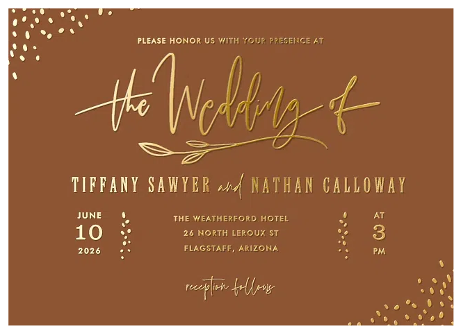 Gilded Rustic Wedding Invitations