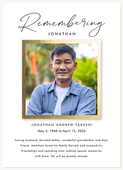 Radiant Snapshot Memorial & Sympathy Cards