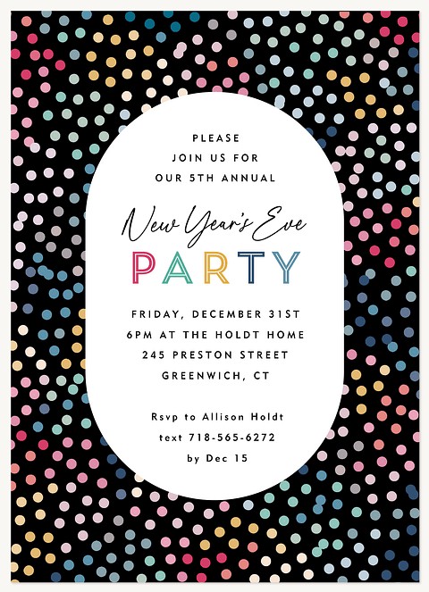 Rainbow Confetti Holiday Party Invitations