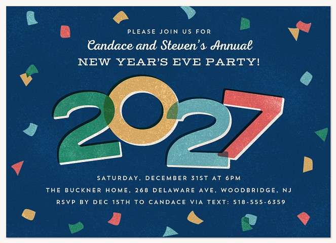 Retro Confetti Holiday Party Invitations