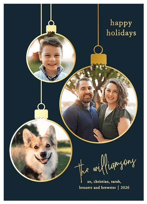 Ornament Trio Personalized Holiday Cards
