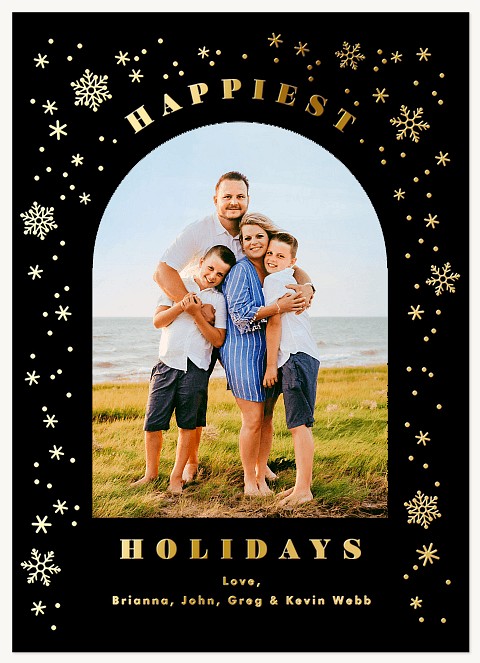 Golden Flurries Personalized Holiday Cards