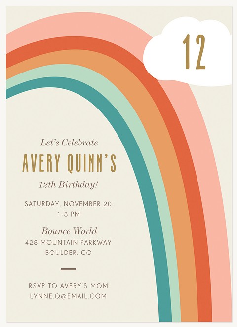 Chic Rainbow Kids Birthday Invitations
