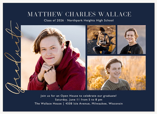 Scholarly Script Graduation Cards