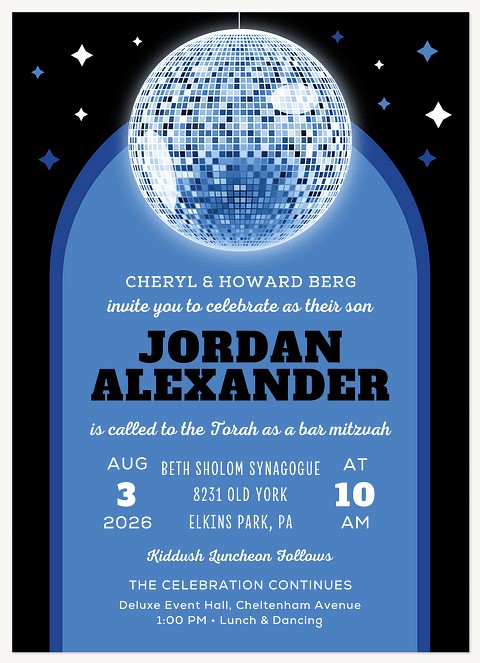 Disco Celebration Bar Mitzvah Invitations