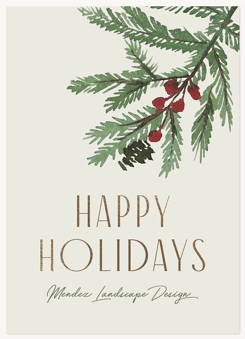 Watercolor Branch Business Holiday Cards