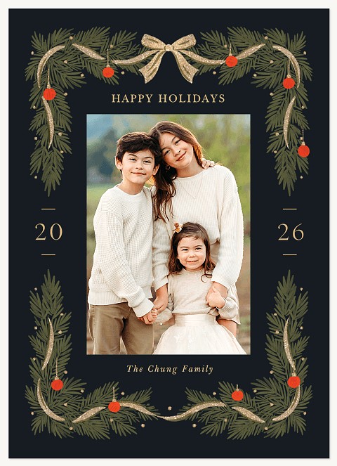 Golden Bow Personalized Holiday Cards