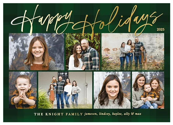 Luxurious Plaid Personalized Holiday Cards