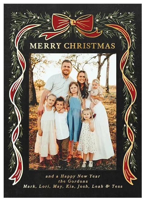 Bow And Garland Personalized Holiday Cards