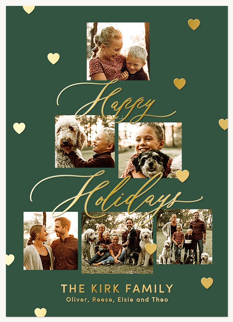 Golden Hearts Personalized Holiday Cards
