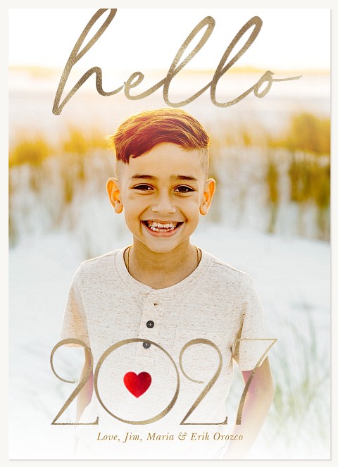 Hello Script Personalized Holiday Cards