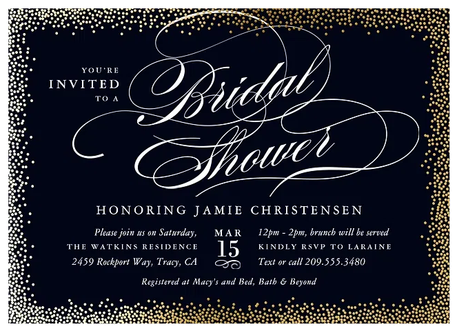 Flourished Glamour Bridal Shower Invitations