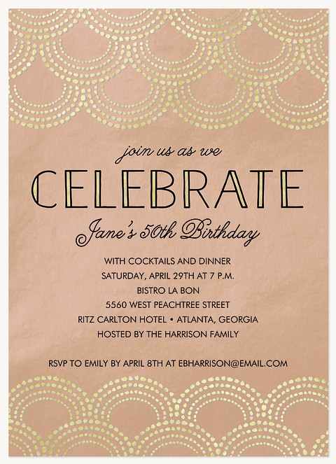 Art Deco Celebration  Adult Birthday Party Invitations