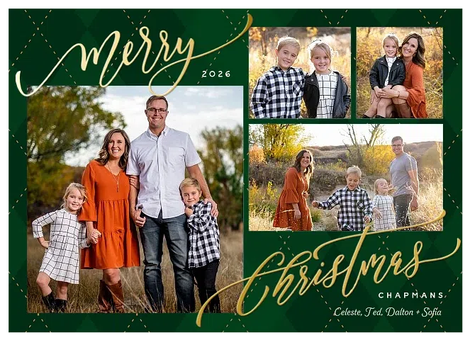 Shining Argyle Personalized Holiday Cards