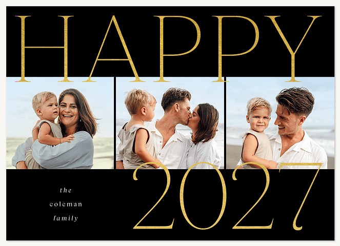 Golden Year Personalized Holiday Cards