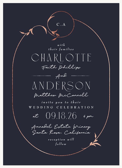 Leaf Oval Wedding Invitations