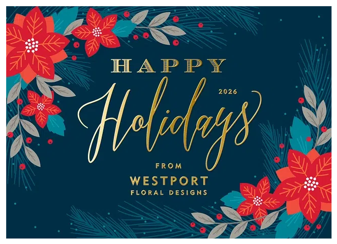 Floral Holiday Shine Business Holiday Cards