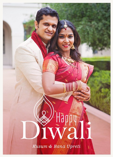 Lit Diya Diwali Holiday Cards