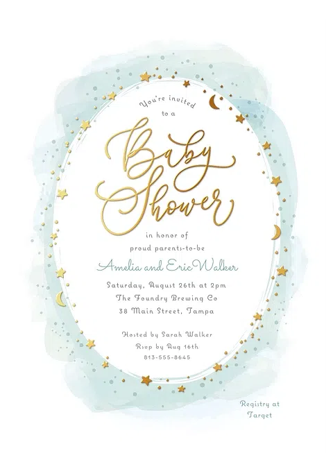 Under The Stars Baby Shower Invites