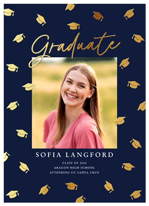 Gold Caps Graduation Cards