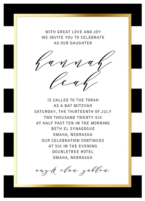 Glamorous Script Bat Mitzvah Invitations