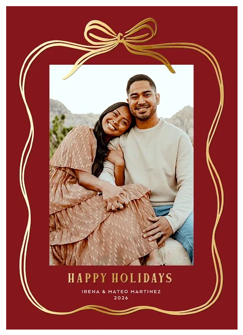Sketched Bow Personalized Holiday Cards