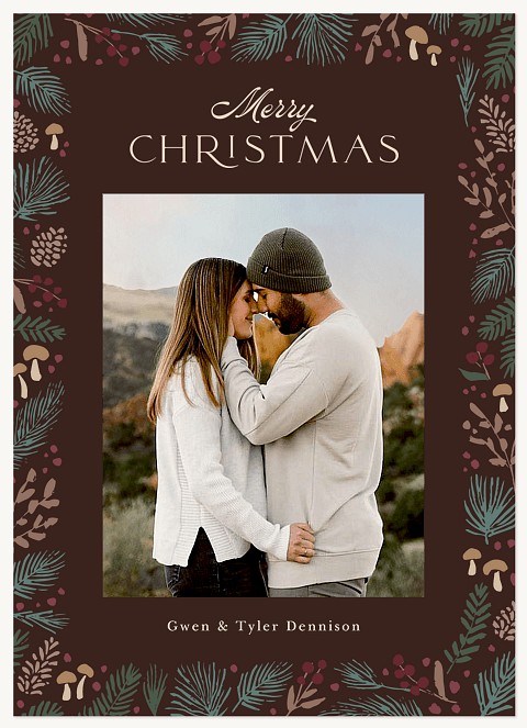 Woodland Border Personalized Holiday Cards